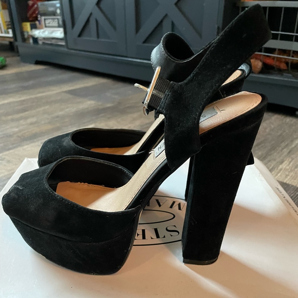 Steve Madden Black Suede Platform Heels